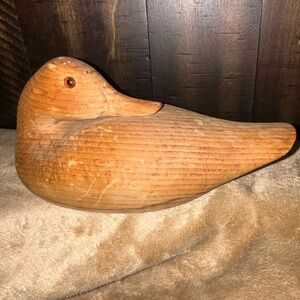 Solid Hand Carved Wooden Duck Decoy Hand Crafted Vintage